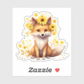 Leuke vos met zonnebloemen sticker (Vel)