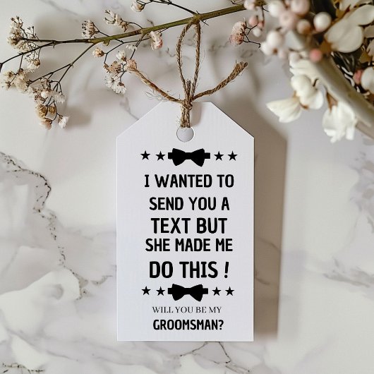 Leuke vraag aan de bruidsjonkers | Voorstel voor d Cadeaulabel