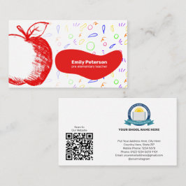 Leuke & vriendelijke leraar Red Apple Sketch Hand  Visitekaartje