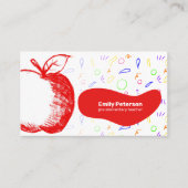 Leuke & vriendelijke leraar Red Apple Sketch Hand Visitekaartje (Voorkant)