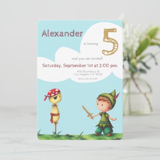 Leuke Vrijbuiter Piraat Avontuur Kinderen Verjaard Kaart (Staand voorkant)