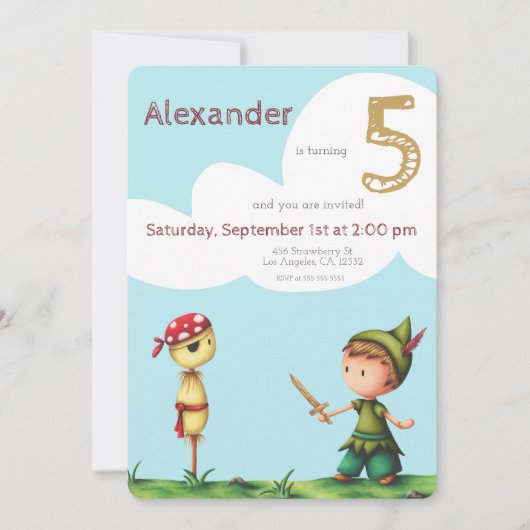 Leuke Vrijbuiter Piraat Avontuur Kinderen Verjaard Kaart (Voorkant)