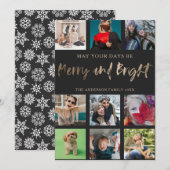 Leuke Vrolijk en Helder Faux Goud 9 Foto Kerstmis Feestdagenkaart (Voorkant / Achterkant)