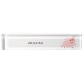 Leuke vrolijke Cartoon Varkensbureau Naamplaat Naambordje (Voorkant)