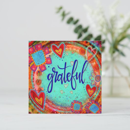 Leuke vrolijke dankbare zegeningen Inspirerend Bedankkaart (Staand voorkant)