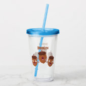 Leuke vrolijke eikels zingen cartoon voor kinderen acryl drinkbeker (Achterkant)