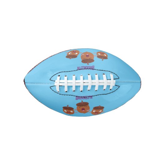 Leuke vrolijke eikels zingen cartoon voor kinderen american football (Voorkant)