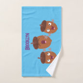 Leuke vrolijke eikels zingen cartoon voor kinderen bad handdoek (Handdoek)