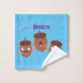 Leuke vrolijke eikels zingen cartoon voor kinderen bad handdoek (Wasdoekje)