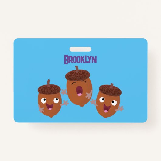 Leuke vrolijke eikels zingen cartoon voor kinderen badge (Voorkant)