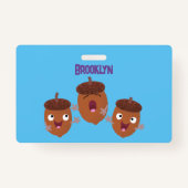 Leuke vrolijke eikels zingen cartoon voor kinderen badge (Achterkant)