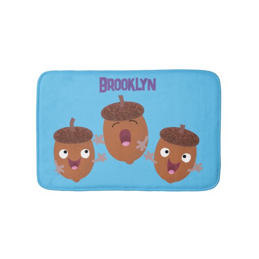 Leuke vrolijke eikels zingen cartoon voor kinderen badmat (Voorkant)