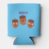 Leuke vrolijke eikels zingen cartoon voor kinderen blikjeskoeler (Voorkant)