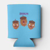 Leuke vrolijke eikels zingen cartoon voor kinderen blikjeskoeler (Achterkant)