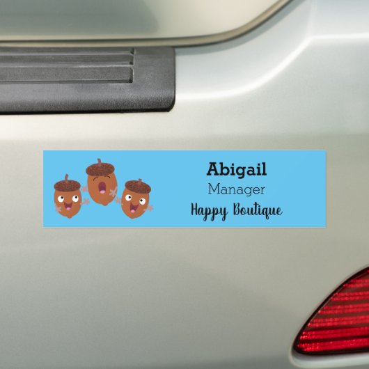 Leuke vrolijke eikels zingen cartoon voor kinderen bumpersticker (Op auto)
