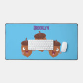 Leuke vrolijke eikels zingen cartoon voor kinderen bureaumat (Keyboard & Muis)