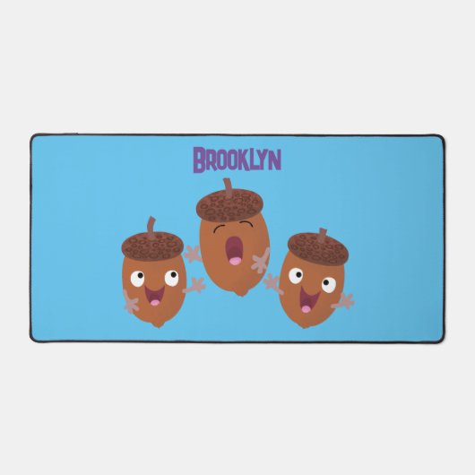 Leuke vrolijke eikels zingen cartoon voor kinderen bureaumat (Voorkant)