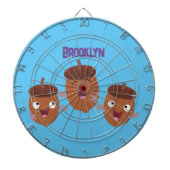 Leuke vrolijke eikels zingen cartoon voor kinderen dartbord (Voorkant)