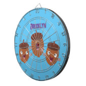 Leuke vrolijke eikels zingen cartoon voor kinderen dartbord (Voorkant Rechts)