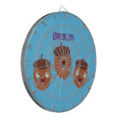 Leuke vrolijke eikels zingen cartoon voor kinderen dartbord (Voorkant Links)