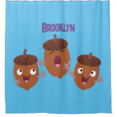 Leuke vrolijke eikels zingen cartoon voor kinderen douchegordijn (Voorkant)