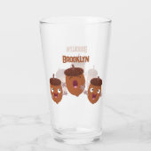 Leuke vrolijke eikels zingen cartoon voor kinderen glas (Achterkant)