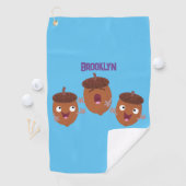 Leuke vrolijke eikels zingen cartoon voor kinderen golfhanddoek (Insitu)