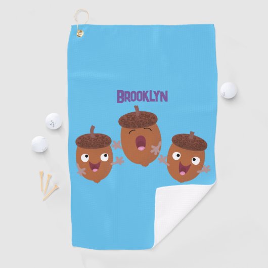 Leuke vrolijke eikels zingen cartoon voor kinderen golfhanddoek (Insitu)