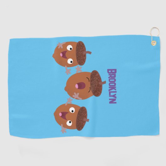 Leuke vrolijke eikels zingen cartoon voor kinderen golfhanddoek (Horizontaal)