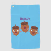 Leuke vrolijke eikels zingen cartoon voor kinderen golfhanddoek (Voorkant)