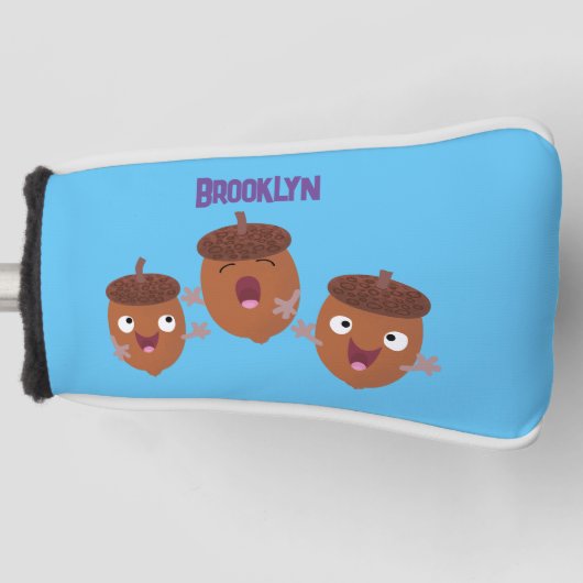 Leuke vrolijke eikels zingen cartoon voor kinderen golfheadcover (Voorkant)