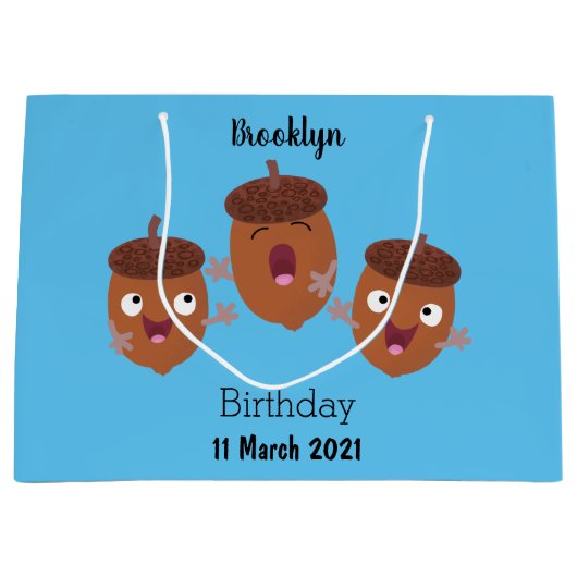 Leuke vrolijke eikels zingen cartoon voor kinderen groot cadeauzakje (Voorkant)