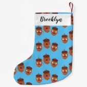 Leuke vrolijke eikels zingen cartoon voor kinderen kleine kerstsok (Achterkant)