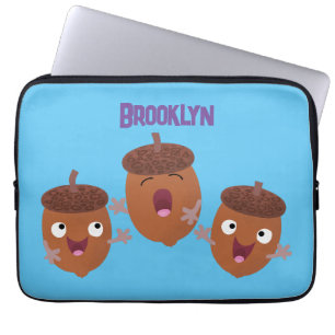 Leuke vrolijke eikels zingen cartoon voor kinderen laptop sleeve