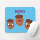 Leuke vrolijke eikels zingen cartoon voor kinderen muismat (Met muis)