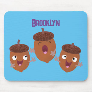 Leuke vrolijke eikels zingen cartoon voor kinderen muismat