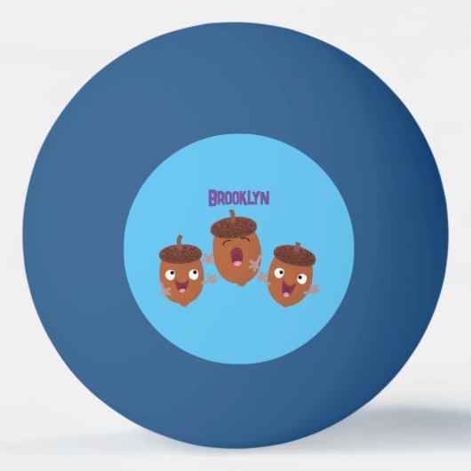 Leuke vrolijke eikels zingen cartoon voor kinderen pingpongbal (Voorkant)