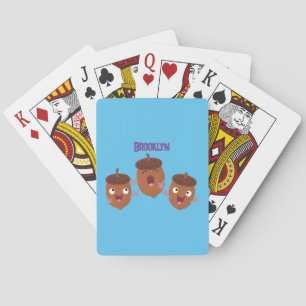 Leuke vrolijke eikels zingen cartoon voor kinderen pokerkaarten