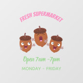 Leuke vrolijke eikels zingen cartoon voor kinderen raamsticker (Vel)