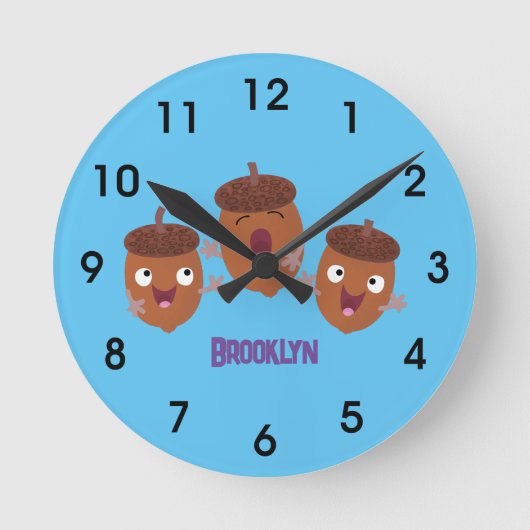 Leuke vrolijke eikels zingen cartoon voor kinderen ronde klok (Voorkant)