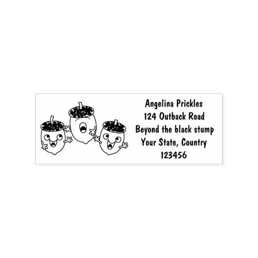 Leuke vrolijke eikels zingen cartoon voor kinderen rubberstempel (Afrduk)