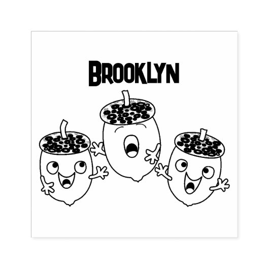 Leuke vrolijke eikels zingen cartoon voor kinderen rubberstempel (Afrduk)