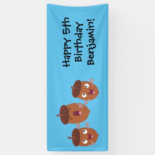 Leuke vrolijke eikels zingen cartoon voor kinderen spandoek (Verticaal)