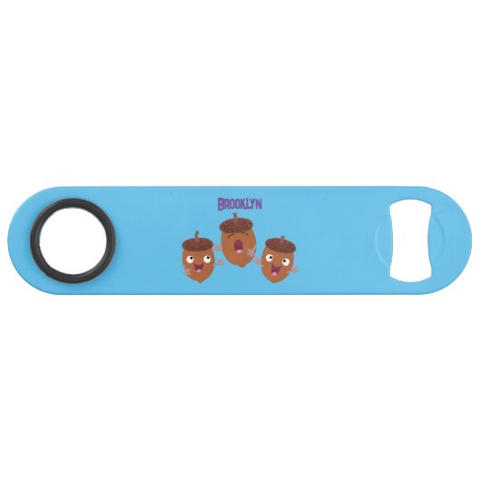 Leuke vrolijke eikels zingen cartoon voor kinderen speed flessenopener (Voorkant (Horizontaal))