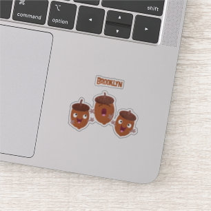 Leuke vrolijke eikels zingen cartoon voor kinderen sticker