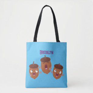 Leuke vrolijke eikels zingen cartoon voor kinderen tote bag