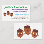 Leuke vrolijke eikels zingen cartoon voor kinderen visitekaartje (Voorkant / Achterkant)