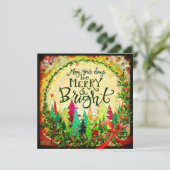 Leuke vrolijke en heldere kerstbomen Inspirivity Feestdagenkaart (Staand voorkant)