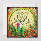 Leuke vrolijke en heldere kerstbomen Inspirivity Feestdagenkaart (Voorkant)