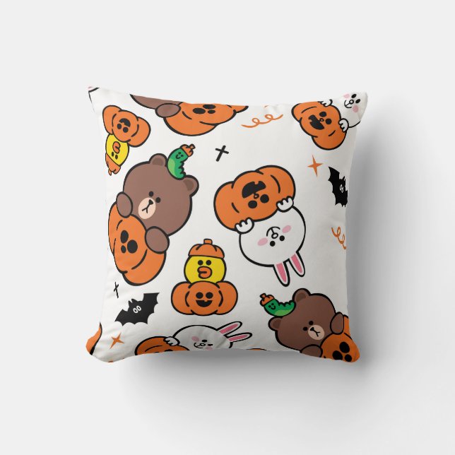 Leuke vrolijke Halloween Pompoen Vleermuizen Kussen (Voorkant)